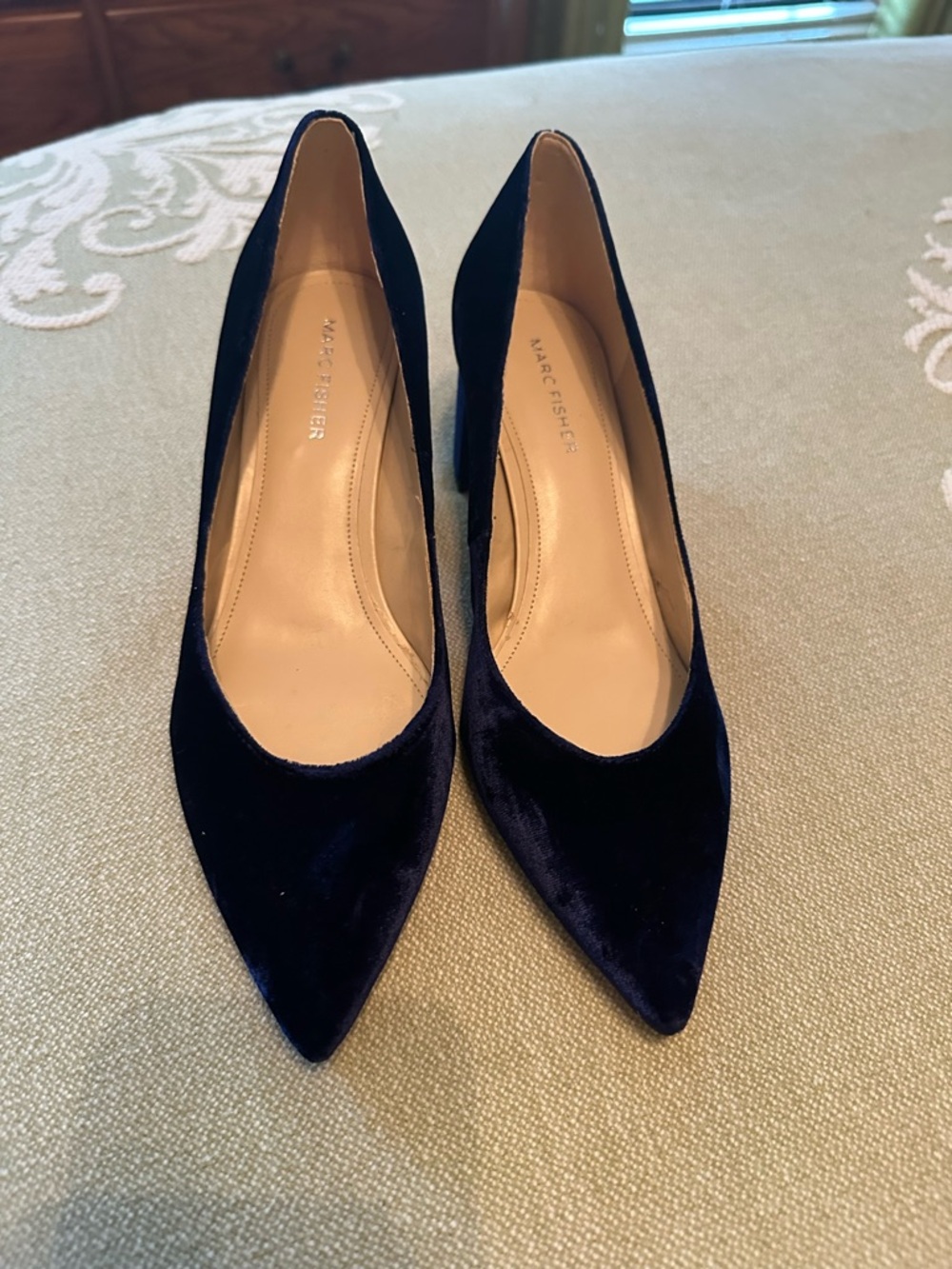 Marc Fisher Midnight Blue Velvet Pointed Toe Pumps